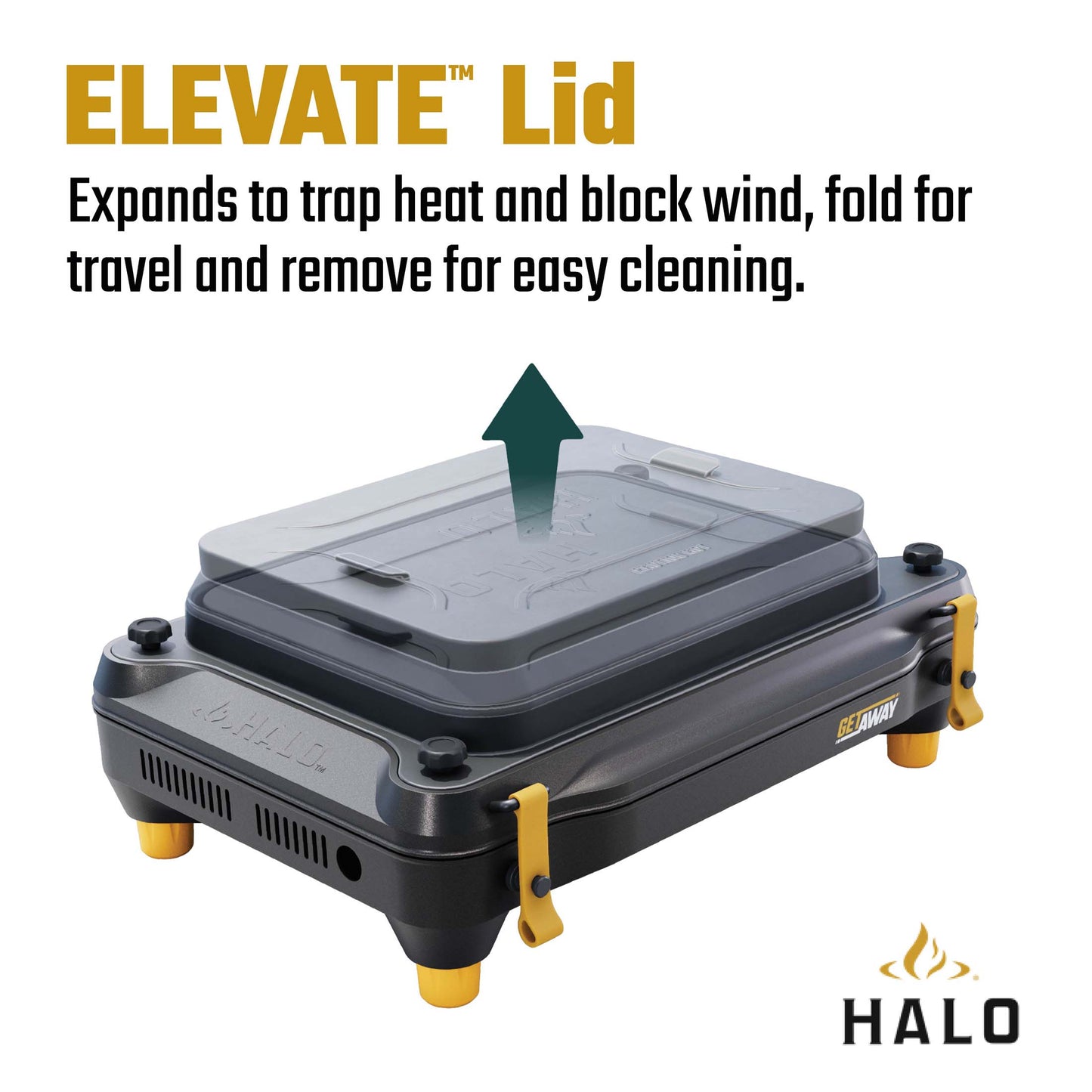HALO Getaway 2-Zone Portable Outdoor Griddle with ELEVATE Lid and 282 sq in Cooktop