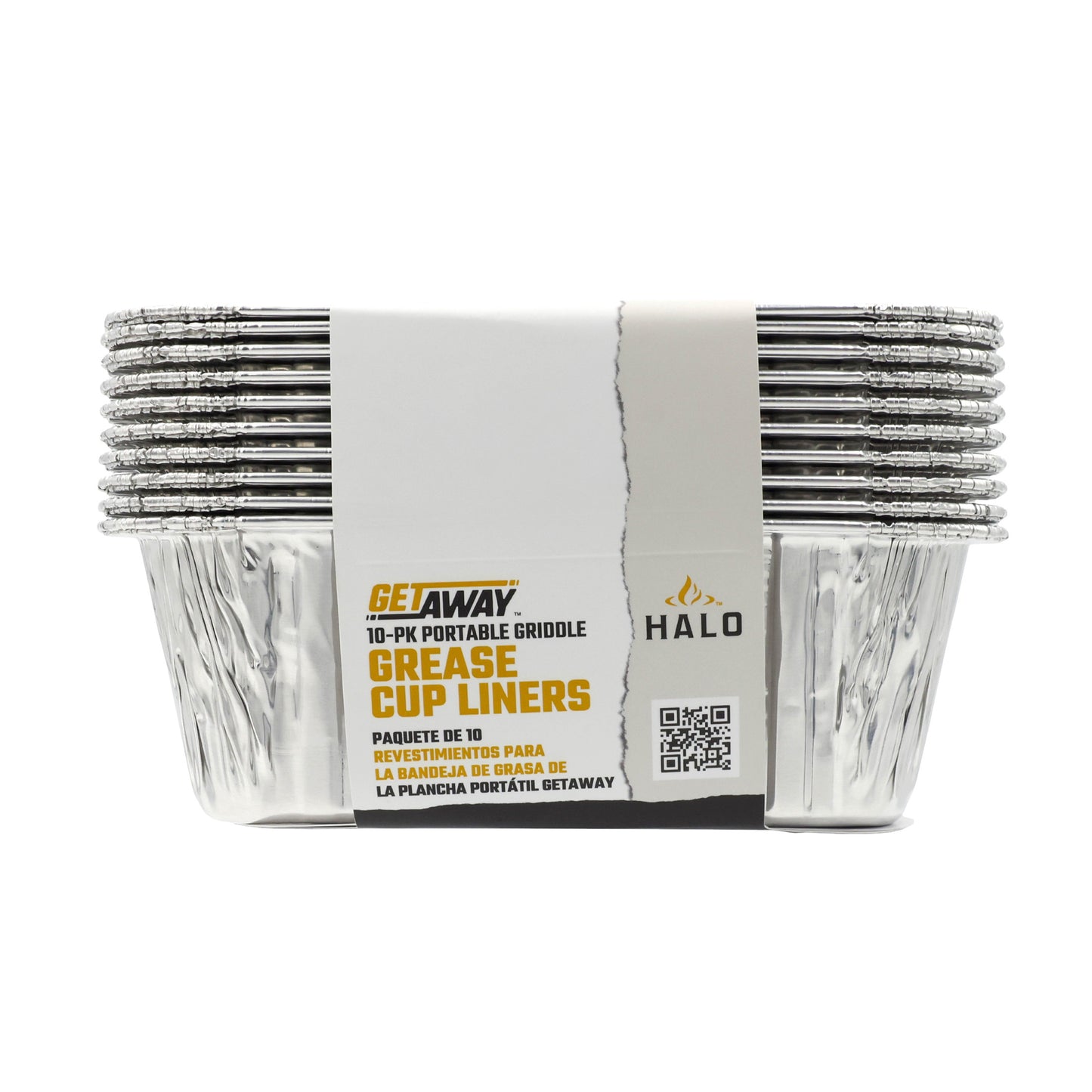 HALO Getaway Griddle Grease Cup Liners, 10-Pack, Disposable Foil for 2-Zone Griddle
