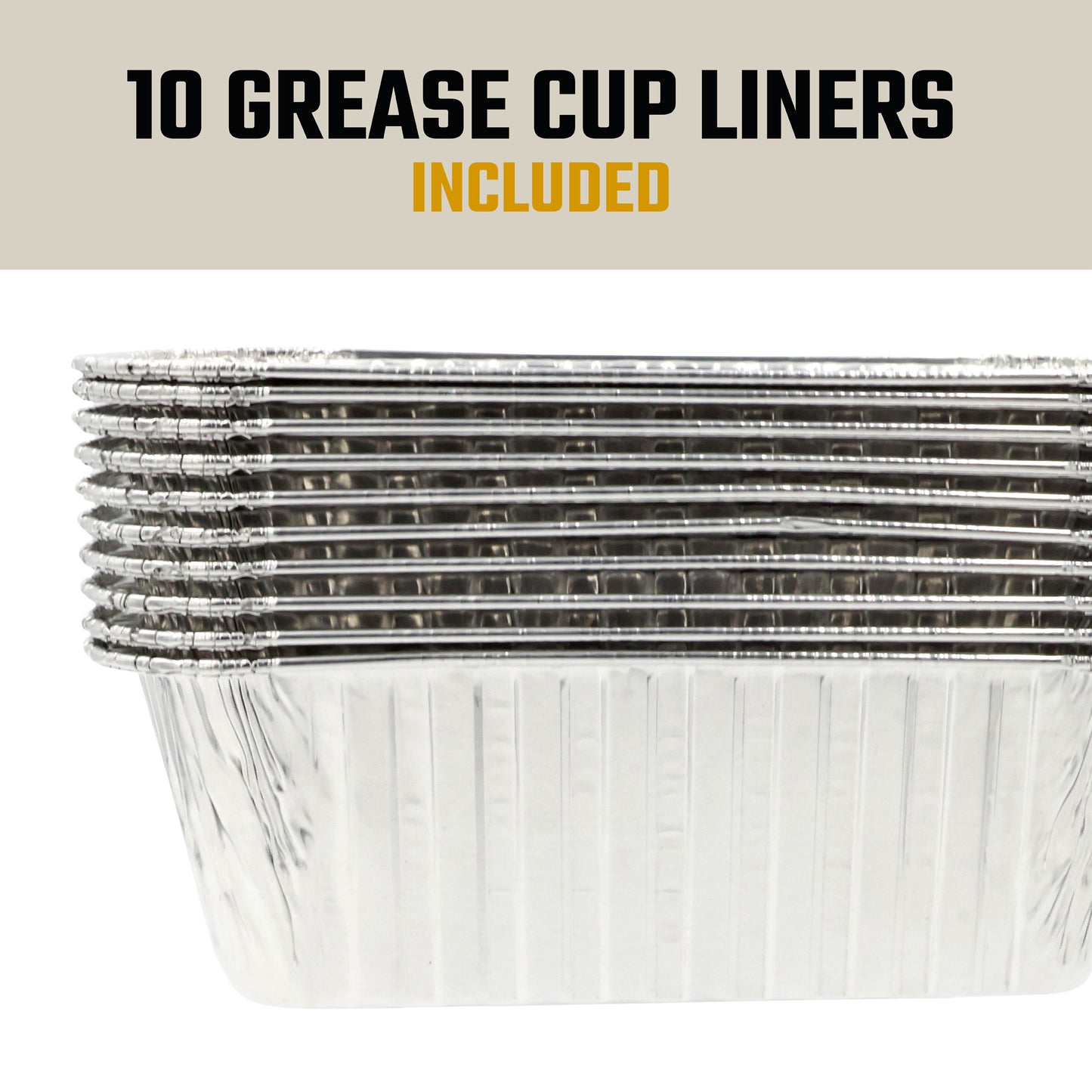HALO Getaway Griddle Grease Cup Liners, 10-Pack, Disposable Foil for 2-Zone Griddle