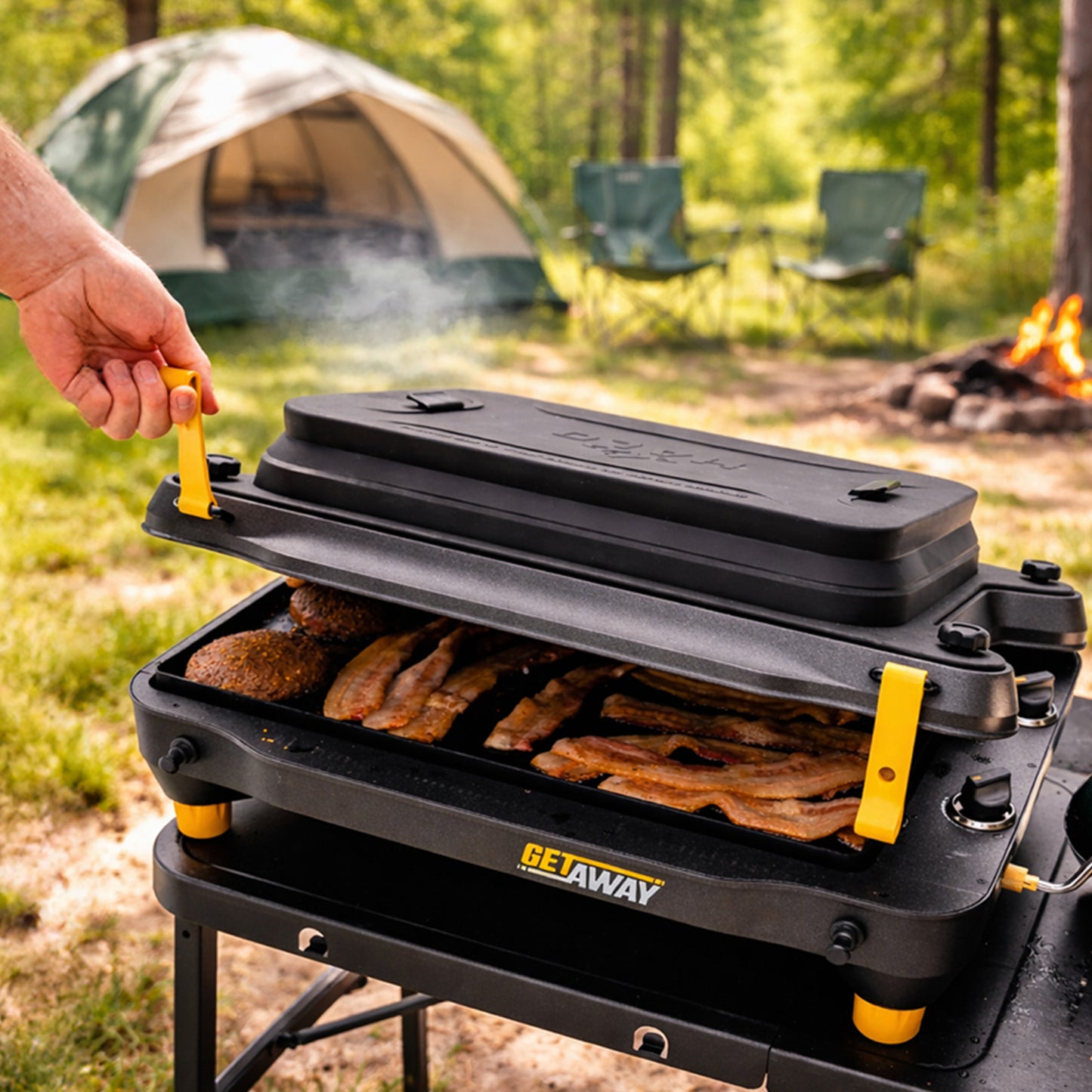 HALO Getaway 2-Zone Portable Outdoor Griddle with ELEVATE Lid and 282 sq in Cooktop